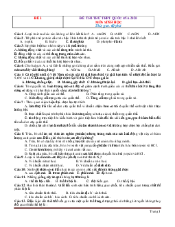 TOP 10 đề thi thử THPTQG 2020 môn sinh 12 (có đáp án và lời giải chi tiết)