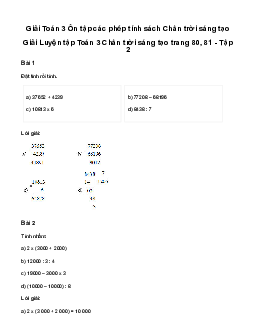 Giải Toán 3: Ôn tập các phép tính | Chân trời sáng tạo