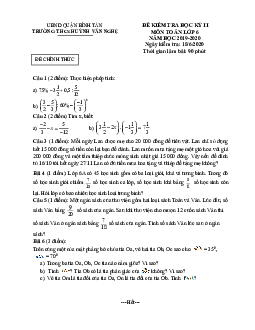 Đề thi học kì 2 Toán 6 năm 2019 – 2020 trường THCS Huỳnh Văn Nghệ – TP HCM