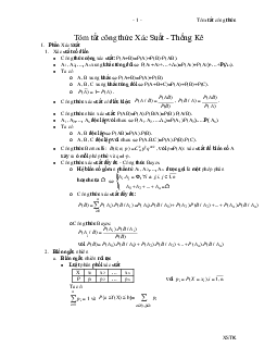 Tóm tắt công thức Xác Suất - Thống Kê