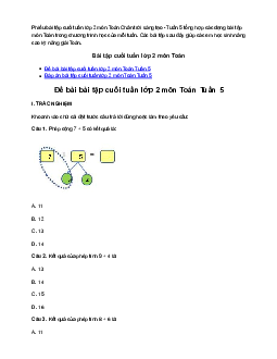 Phiếu bài tập cuối tuần lớp 2 môn Toán Chân trời sáng tạo - Tuần 5