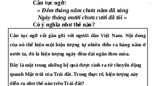 Bài giảng điện tử Địa lí 6 Bài 7 Chân trời sáng tạo:  Chuyển động của Trái Đất quanh Mặt Trời và hệ quả