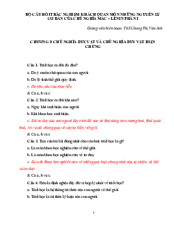 Bộ câu hỏi trắc nghiệm khách quan môn Những nguyên lý cơ bản của Triết học Mac-Lenin | Đại học Gia Định