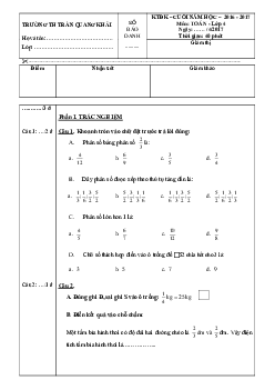 Đề thi học kì 2 môn Toán lớp 4 trường Tiểu học Trần Quang Khải năm học 2016 - 2017