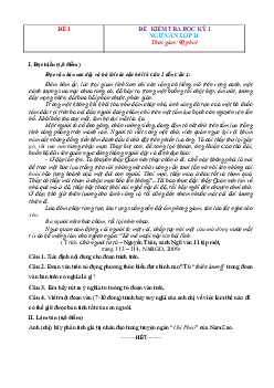 TOP 15 đề thi Ngữ văn 11 học kỳ 1 (có đáp án) chi tiết rất hay