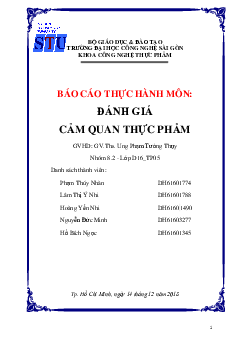 Báo cáo thực hành môn Đánh giá cảm quan thực phẩm | Đại học Công nghệ Sài Gòn