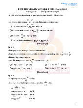 Đề cương môn giải tích - Trường Đại học bách khoa - Đại học đà nẵng