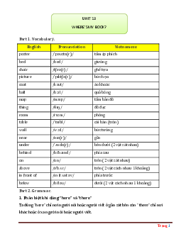 Bài tập chuyên sâu Tiếng Anh 3 unit 13 Where’s my book (có lời giải chi tiết)