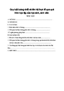 Tiểu luận Quy luật lượng chất và liên hệ thực tế qua quá trình học tập của học sinh, sinh viên | Triết học Mác - Lênin | Học viện Ngân Hàng
