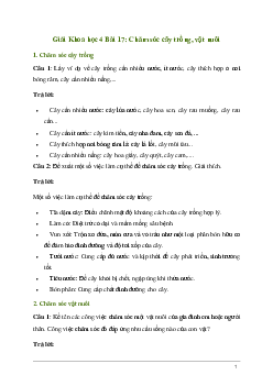 Giải Khoa học lớp 4 Bài 17: Chăm sóc cây trồng, vật nuôi | Kết nối tri thức