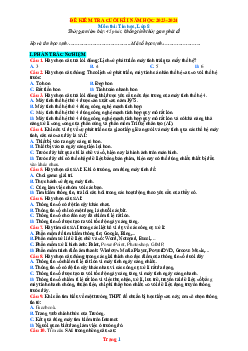 Đề Kiểm Tra Học Kỳ 1 môn Tin Học 8-CD năm học 2023-2024