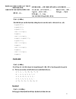 Đề thi cuối kỳ Cấu trúc dữ liệu và giải thuật (có đáp án)
