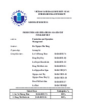 Final Report for Chicken Plus | Môn Production and Operations Management - Trường Đại học Quốc tế, Đại học Quốc gia Thành phố Hồ Chí Minh
