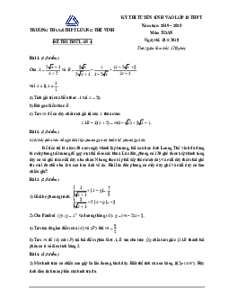 Đề thi thử Toán vào lớp 10 năm 2019 – 2020 trường Lương Thế Vinh – Hà Nội lần 4