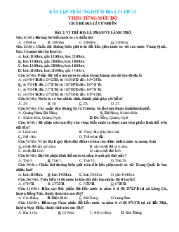 TOP 1000 câu trắc nghiệm Địa Lí 12 theo từng mức độ (có đáp án)