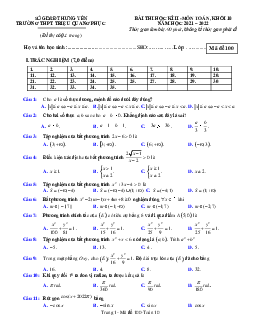 Đề thi HK2 Toán 10 năm 2021 – 2022 trường THPT Triệu Quang Phục – Hưng Yên