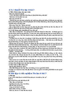 Lý thuyết và bài tập luyện tập Tin học 6 bài 3: Em có thể làm được gì nhờ máy tính | Chân trời sáng tạo