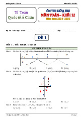 Đề ôn thi giữa HK1 Toán 12 năm 2024 – 2025 trường Quốc tế Á Châu – TP HCM
