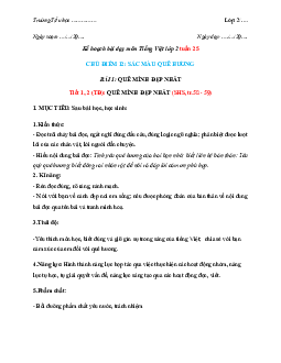 Bài 5 Quê mình đẹp nhất Tuần 25 Tiết 1, 2, 3, 4 | Giáo án Tiếng Việt 2 học kì 2 | Chân trời sáng tạo