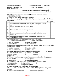 Đề kiểm tra giữa kì 2 Tiếng Anh 10 THPT Liễn Sơn 20-21 (có đáp án)