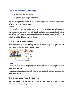 Giải Khoa học tự nhiên 9 Chân trời sáng tạo Bài 35: Khái quát về di truyền học