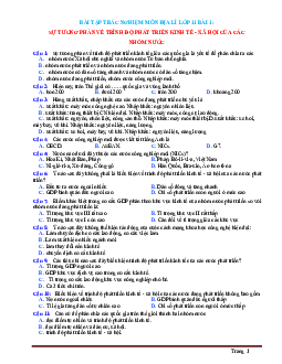 Trắc nghiệm Địa 11 bài 1: Sự tương phản về trình độ phát triển kinh tế-xã hội của các nhóm nước (Có đáp án)