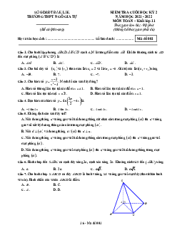 Đề thi HK2 Toán 11 năm 2021 – 2022 trường THPT Ngô Gia Tự – Đắk Lắk