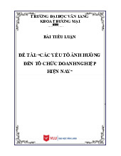 CÁC YẾU TỐ ẢNH HƯỞNG ĐẾN TỔ CHỨC DOANH NGHIỆP HIỆN NAY - Trường Đại Học Văn Lang