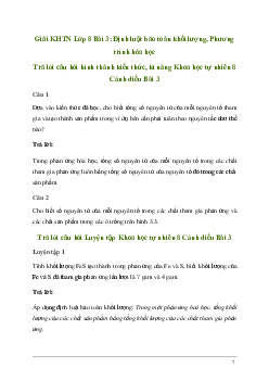 Giải KHTN 8 Bài 3: Định luật bảo toàn khối lượng. Phương trình hóa học | Cánh diều