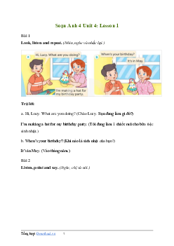 Giải Tiếng Anh lớp 4 Unit 4: Lesson 1 | Global Success