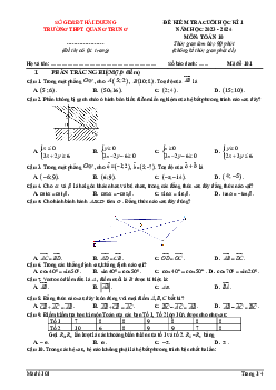 Đề cuối kì 1 Toán 10 năm 2023 – 2024 trường THPT Quang Trung – Hải Dương