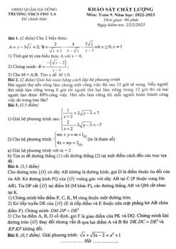 Đề khảo sát chất lượng Toán 9 năm 2022 – 2023 trường THCS Phú La – Hà Nội