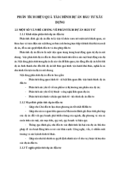 Lý thuyết về Phân tích hiệu quả tài chính dự án đầu tư