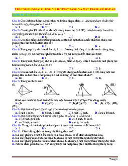Trắc nghiệm đại cương về đường thẳng và mặt phẳng Hình học 11 (có đáp án)