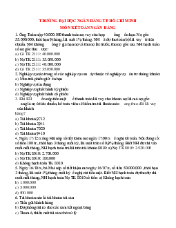 Bài tập tình huống trắc nghiệm ôn tập môn Kế toán ngân hàng
