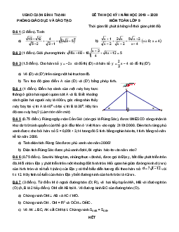 Đề thi HK1 Toán 9 năm 2019 – 2020 phòng GD&ĐT Bình Thạnh – TP HCM