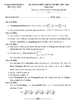 Đề thi HSG Toán 11 lần 2 năm 2019 – 2020 cụm trường THPT Thanh Chương – Nghệ An