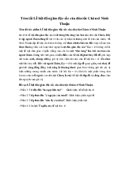 Tóm tắt Lễ hội dân gian đặc sắc của dân tộc Chăm ở Ninh Thuận Ngữ Văn 10 Cánh Diều