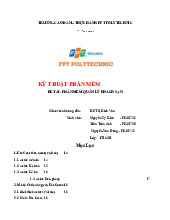 Phần mềm Quản Lý Khách Sạn | Môn Kĩ thuật phần mềm - Trường Cao đẳng Thực hành FPT