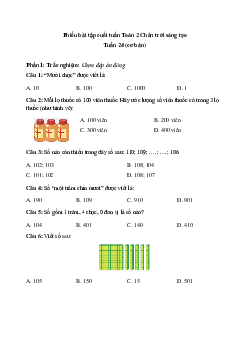 Bài tập cuối tuần Toán lớp 2 | Chân trời sáng tạo Tuần 24
