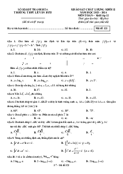 Đề khảo sát Toán 12 năm 2023 – 2024 trường THPT Lê Văn Hưu – Thanh Hóa