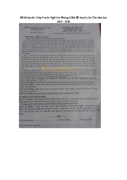 Đề thi học kì 1 lớp 9 môn Ngữ văn Phòng GD&ĐT huyện Ân Thi năm học 2019 - 2020