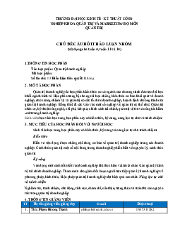 Chủ đề thảo luận về môn học Quản trị doanh nghiệp | Đại học Kinh tế kỹ thuật công nghiệp