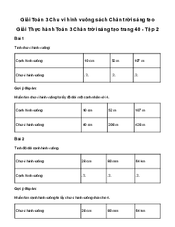 Giải Toán 3: Chu vi hình vuông | Chân trời sáng tạo