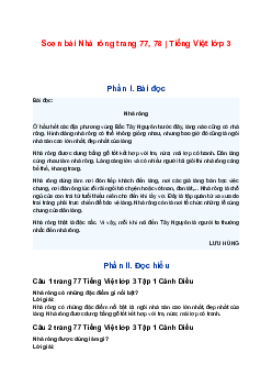 Soạn bài Nhà rông trang 77, 78 | Tiếng Việt lớp 3 Cánh diều