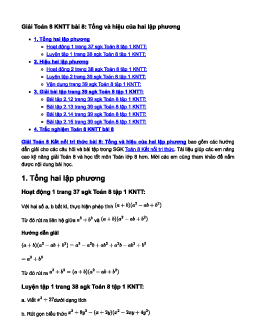 Toán 8 Kết nối tri thức bài 8