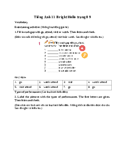 Giải Tiếng Anh 11 Hello trang 8 9 | Bright