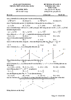 Đề học kì 1 Toán 12 năm 2023 – 2024 trường THPT Lương Đắc Bằng – Thanh Hóa