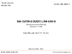 Đại cương dược lâm sàng - Dược lâm sàng 1 | Đại học Y dược Huế