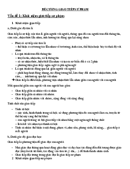 Đề cương môn Giao tiếp Sư Phạm | Đại học Sư phạm Hà Nội